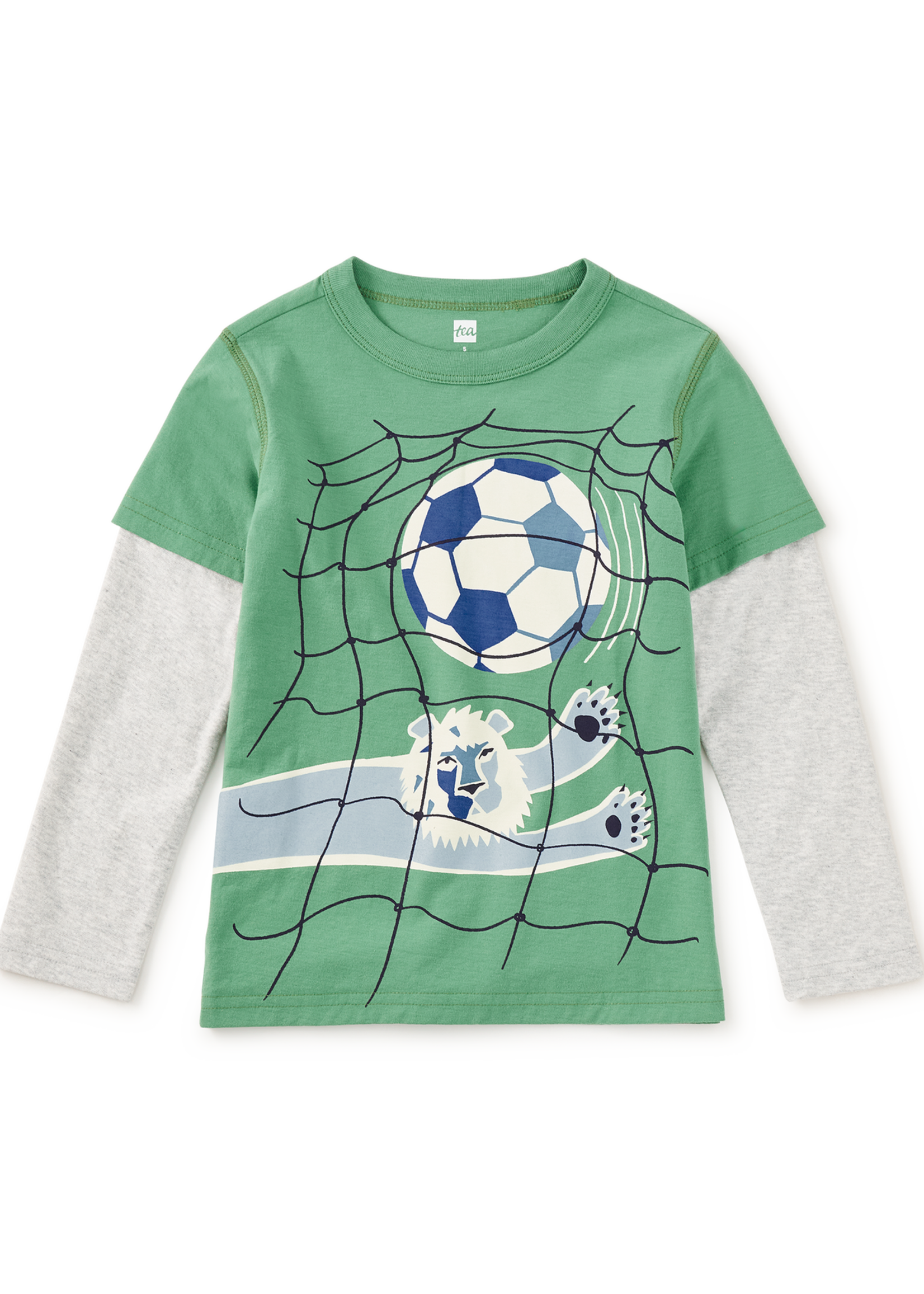 Tea Collection GOALKEEPER LION LAYERED TEE ENGLISH IVY