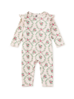Tea Collection RUFFLE SHOULDER BABY ROMPER WALLPAPER FLORAL