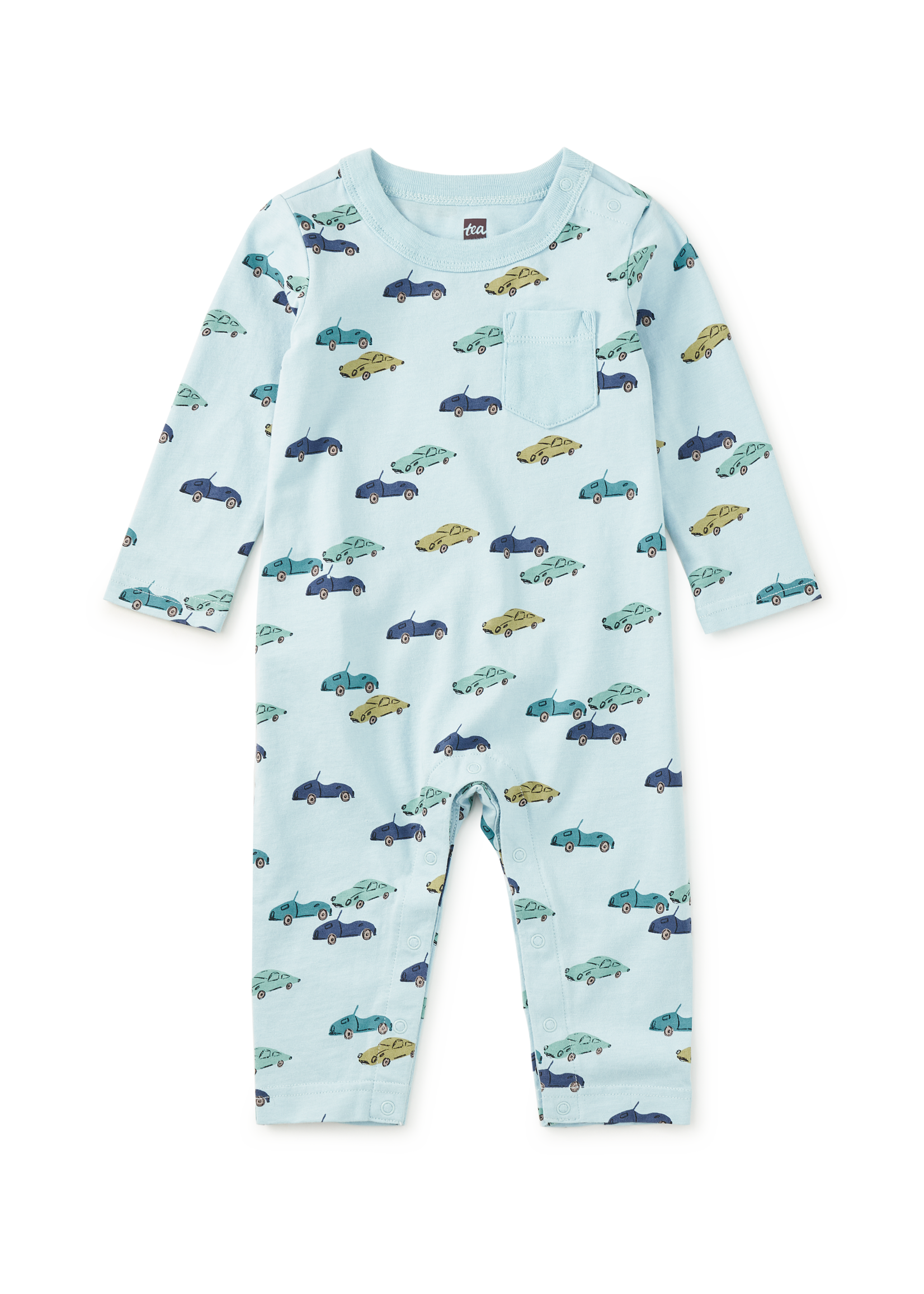 Tea Collection L/S POCKET BABY ROMPER MINI CARS