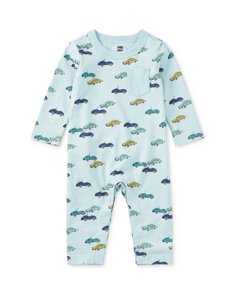 Tea Collection L/S POCKET BABY ROMPER MINI CARS
