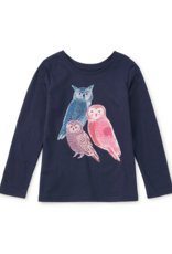 Tea Collection WOODLAND OWLS GRAPHIC TEE INDIGO