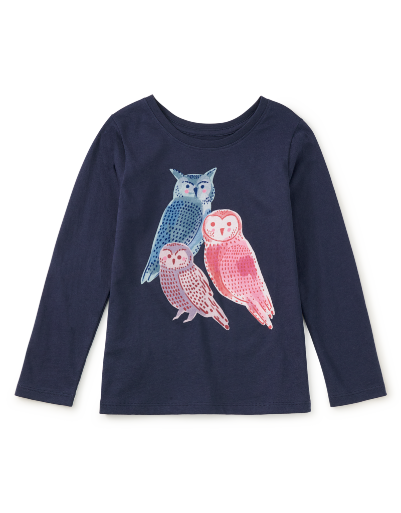 Tea Collection WOODLAND OWLS GRAPHIC TEE INDIGO