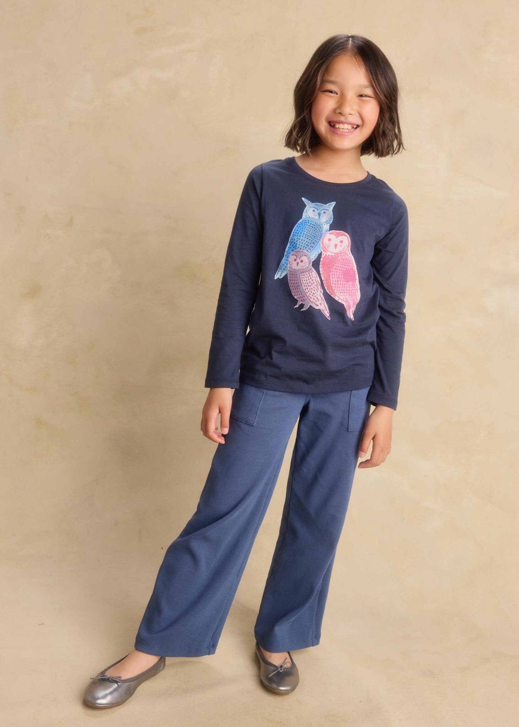 Tea Collection WOODLAND OWLS GRAPHIC TEE INDIGO
