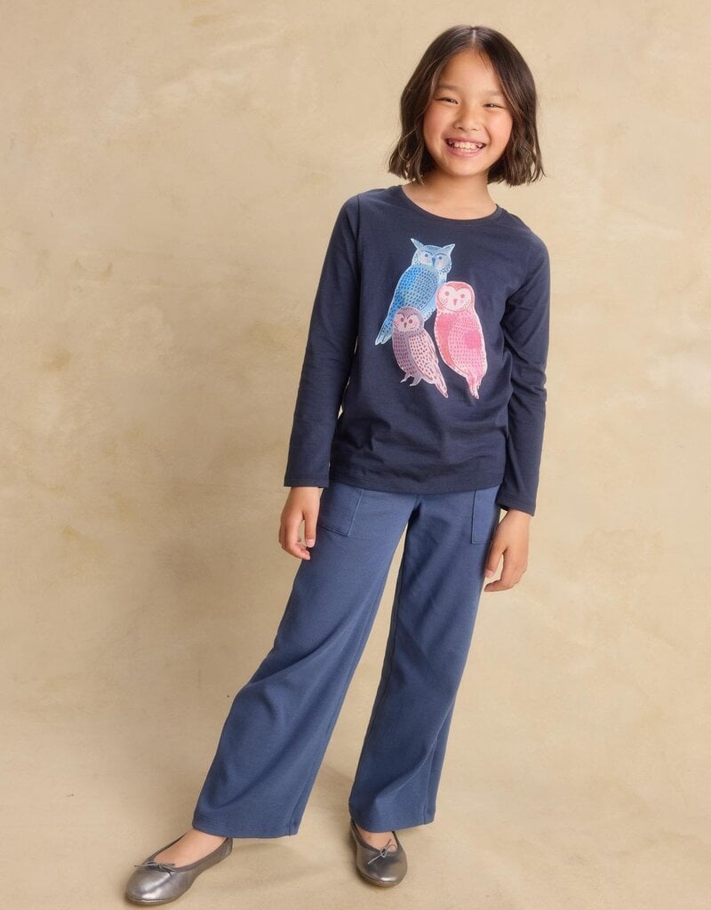 Tea Collection WOODLAND OWLS GRAPHIC TEE INDIGO