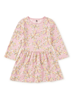 Tea Collection L/S SKIRTED DRESS TEA ROSE BUTTERFLY