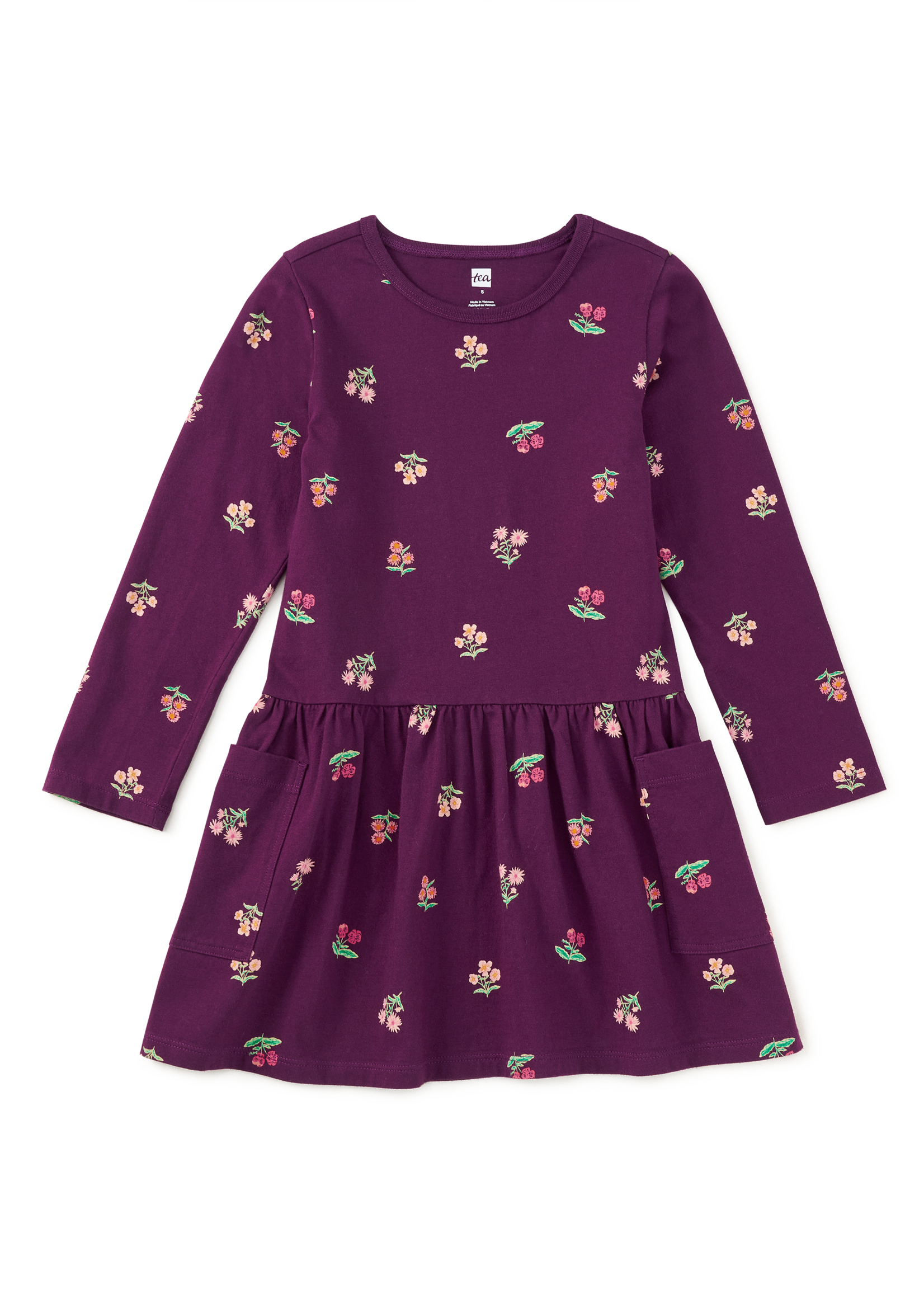 Tea Collection LONG SLEEVE POCKET DRESS MIDNIGHT POSY