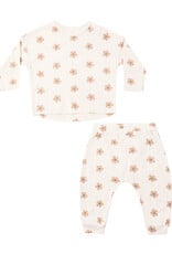 Rylee + Cru LLC LONG SLEEVE TEE + PANT SET PINK DAISIES