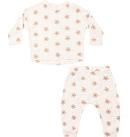 Rylee + Cru LLC LONG SLEEVE TEE + PANT SET PINK DAISIES