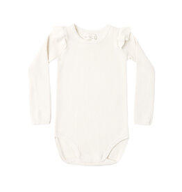 Rylee + Cru LLC SHOULDER RUFFLE BODYSUIT NATURAL