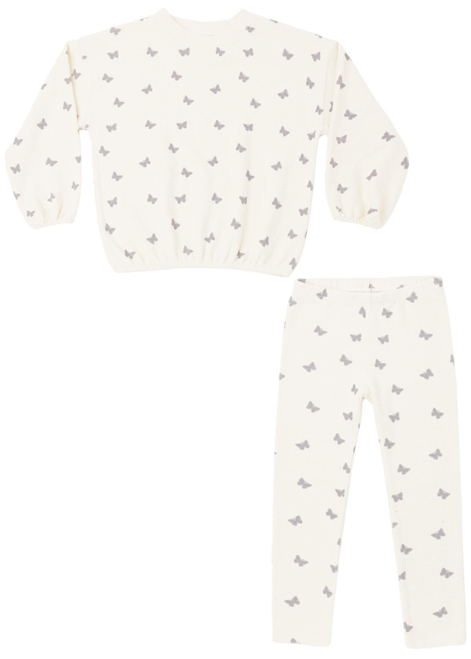 Rylee + Cru LLC SPONGEY KNIT SET BUTTERFLY DITSY NATURAL