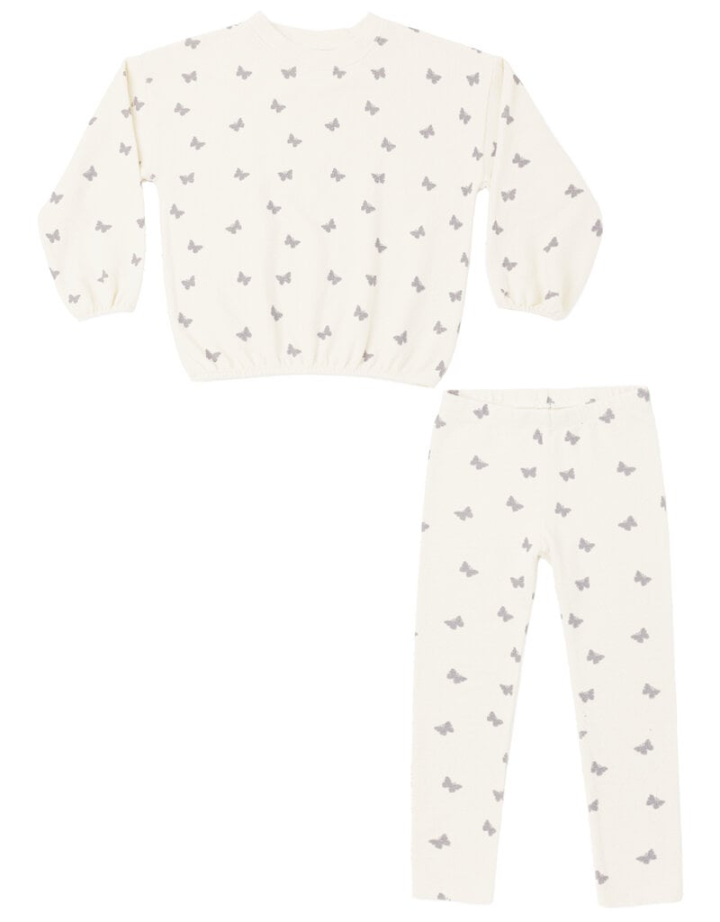 Rylee + Cru LLC SPONGEY KNIT SET BUTTERFLY DITSY NATURAL
