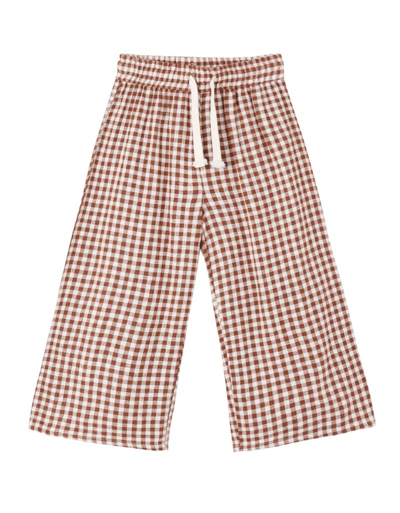 Rylee + Cru LLC WIDE LEG PANT BRICK CHECK