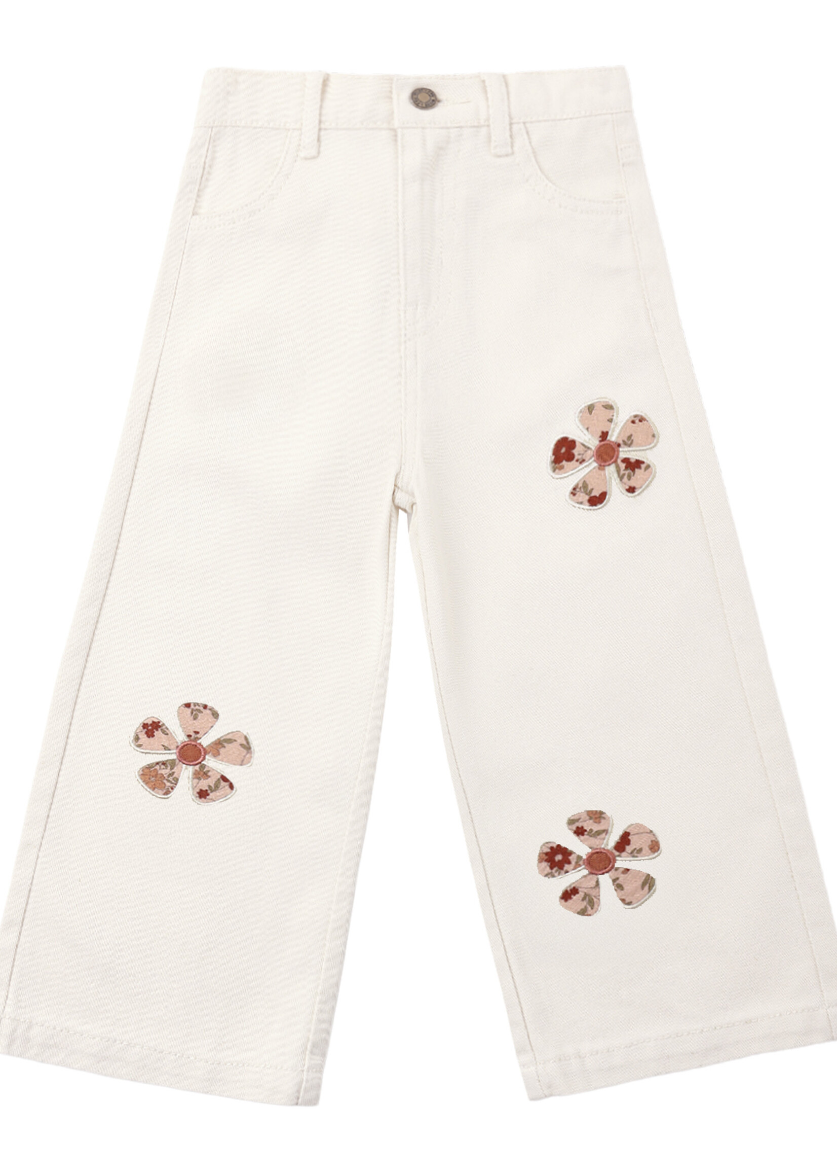 Rylee + Cru LLC STRAIGHT LEG PANT DAISY PATCHES NATURAL