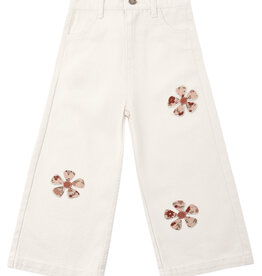 Rylee + Cru LLC STRAIGHT LEG PANT DAISY PATCHES NATURAL