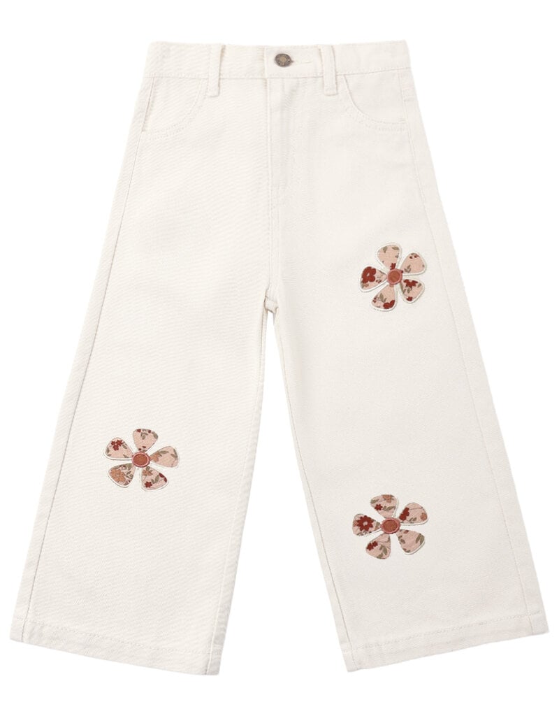 Rylee + Cru LLC STRAIGHT LEG PANT DAISY PATCHES NATURAL
