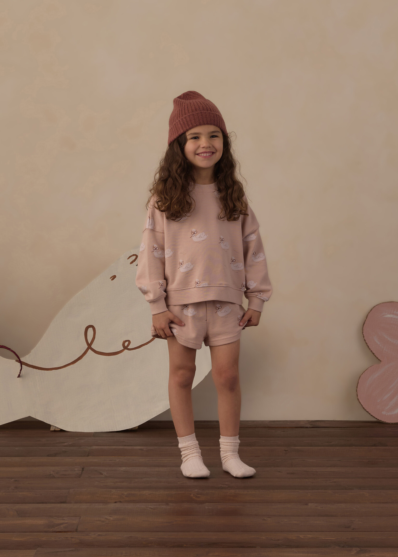 Rylee + Cru LLC BOXY PULLOVER SWANS BLUSH