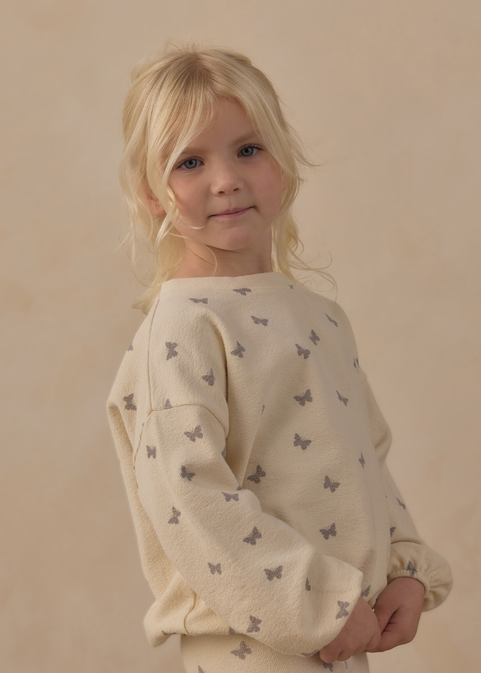 Rylee + Cru LLC SPONGEY KNIT SET BUTTERFLY DITSY NATURAL
