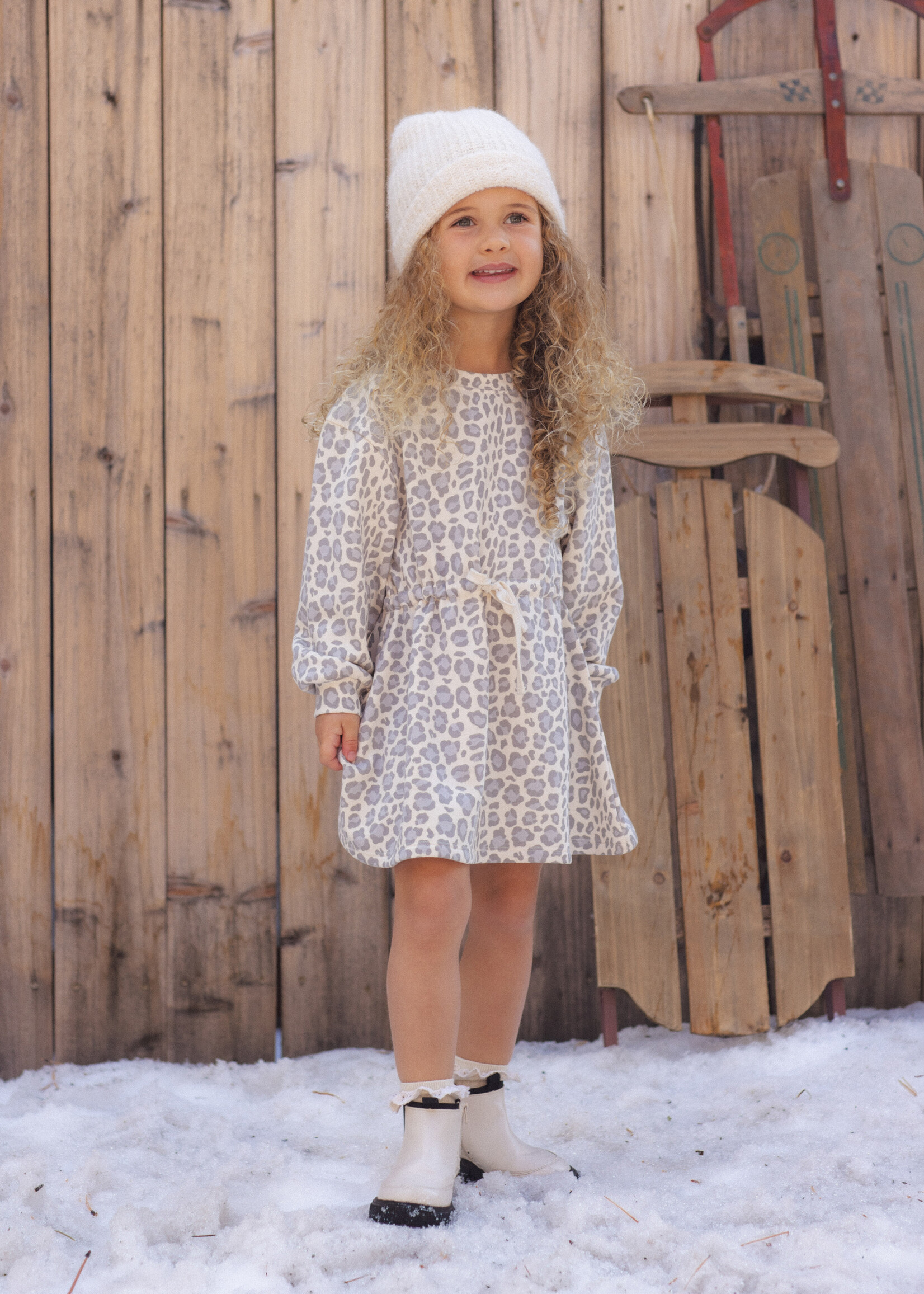 Rylee + Cru LLC TATE DRESS BLUE LEOPARD NATURAL