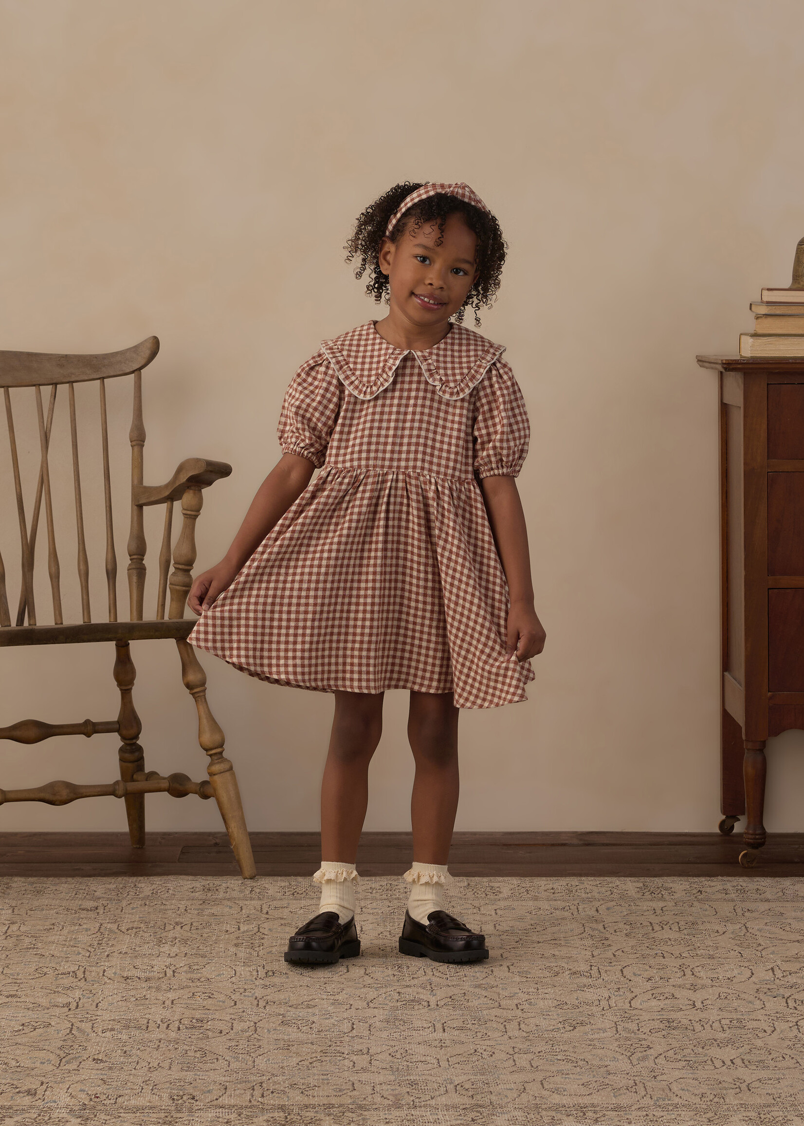 Rylee + Cru LLC CAMILLE DRESS BRICK CHECK