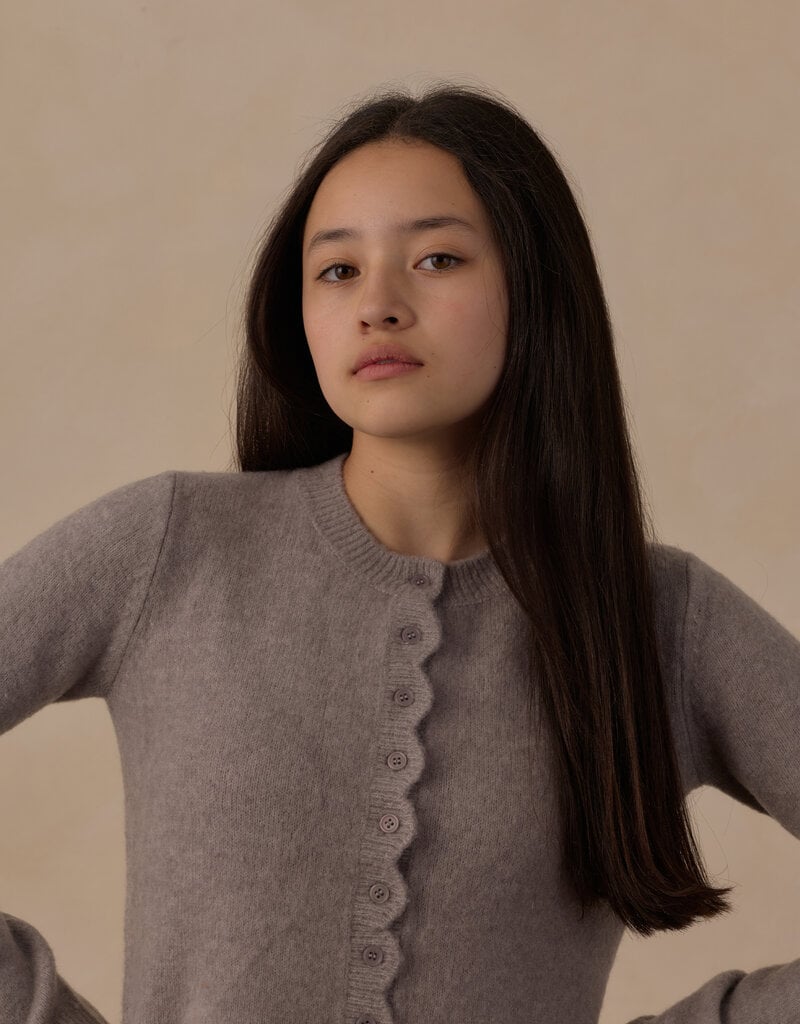Rylee + Cru LLC SCALLOP CARDIGAN DUSTY-BLUE