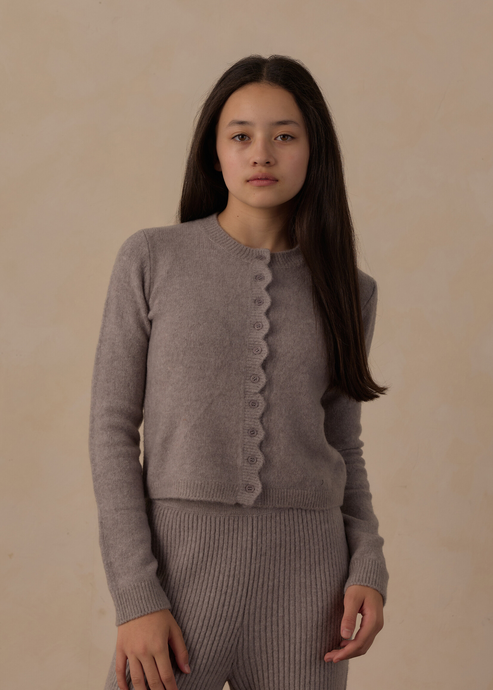 Rylee + Cru LLC SCALLOP CARDIGAN DUSTY-BLUE
