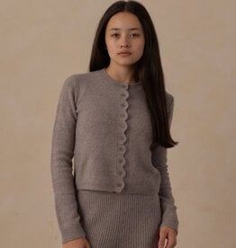 Rylee + Cru LLC TEEN SCALLOP CARDIGAN DUSTY BLUE
