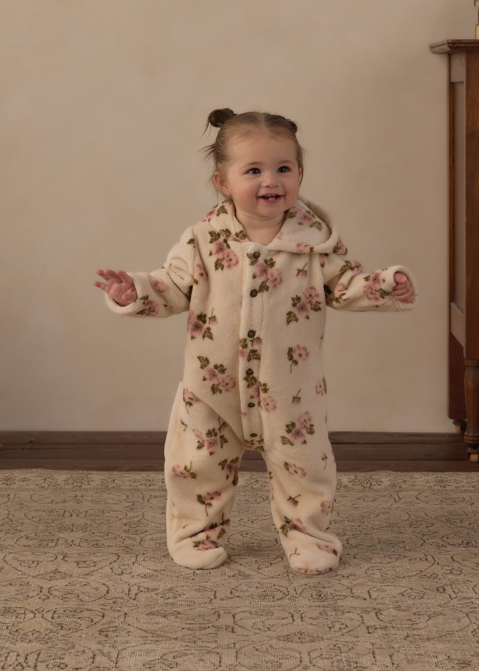 Rylee + Cru LLC FLEECE JUMPSUIT ROSE GARDEN NATURAL