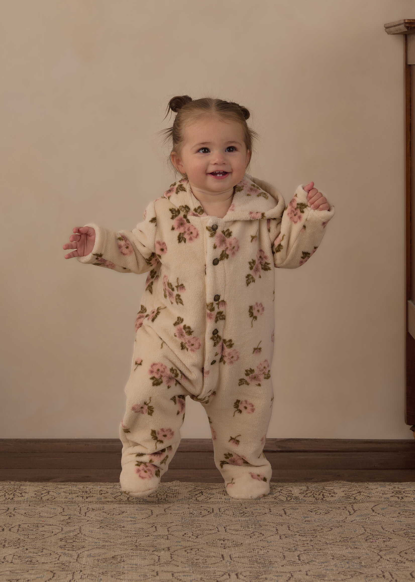 Rylee + Cru LLC FLEECE JUMPSUIT ROSE GARDEN NATURAL