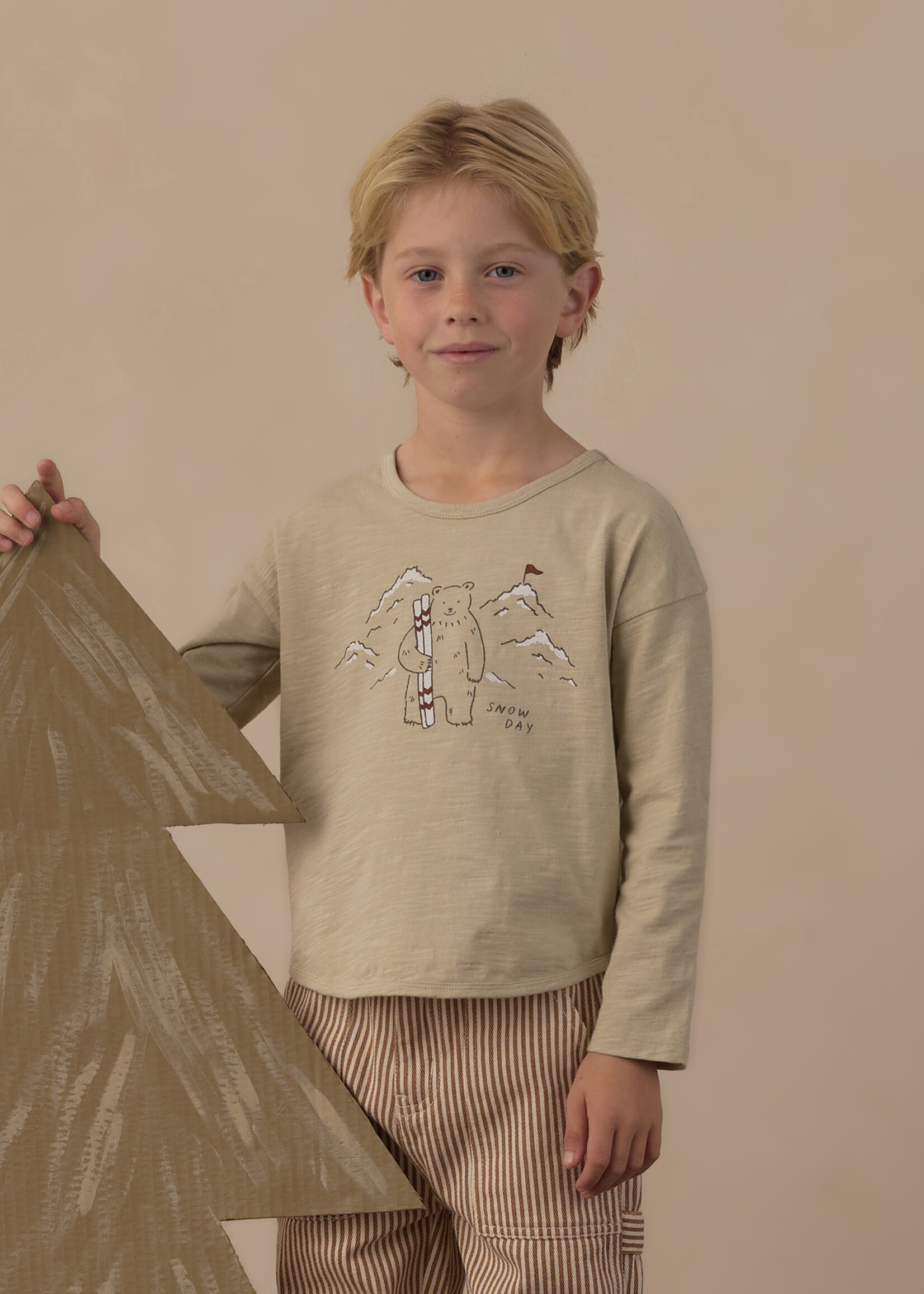 Rylee + Cru LLC LONG SLEEVE TEE SNOW DAY PISTACHIO