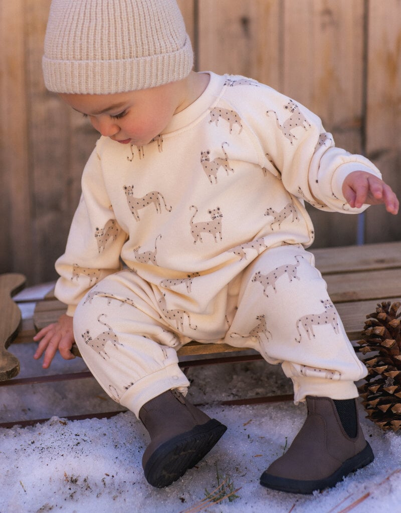 Rylee + Cru LLC RAGLAN JUMPSUIT LEOPARDS NATURAL