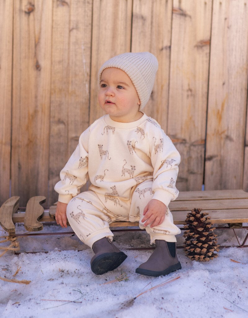 Rylee + Cru LLC RAGLAN JUMPSUIT LEOPARDS NATURAL