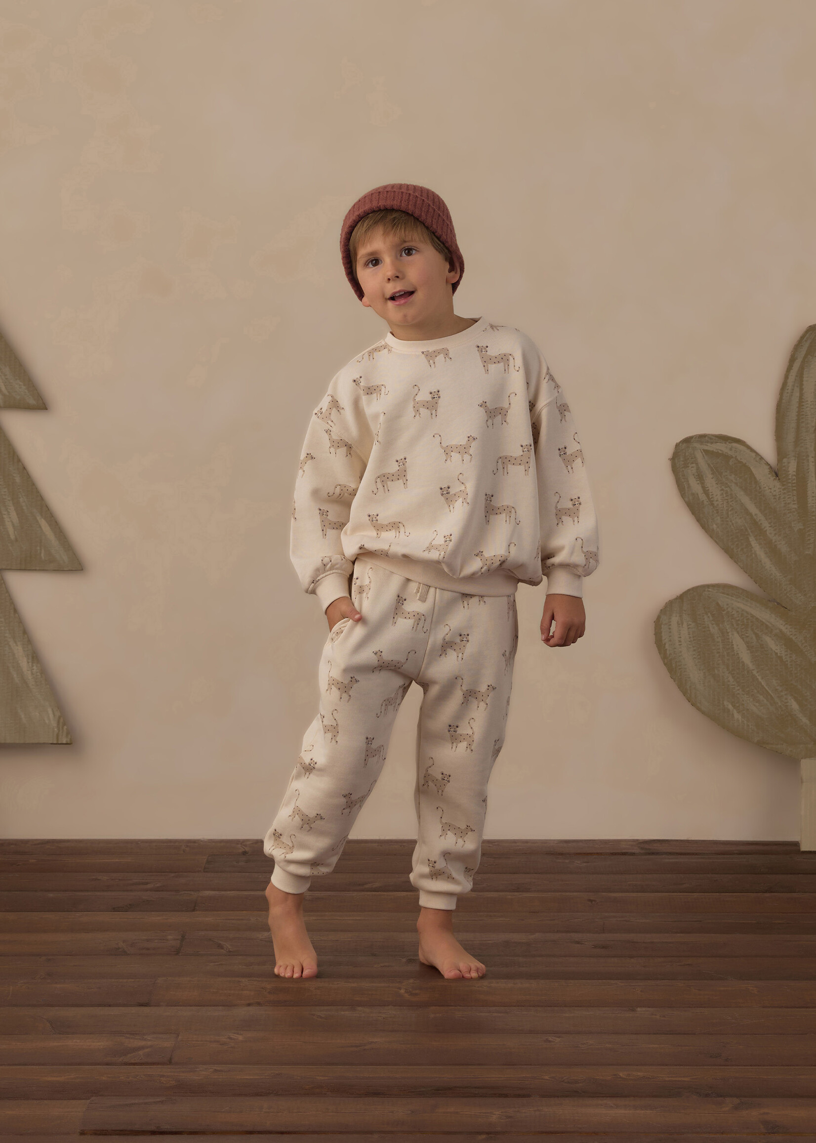 Rylee + Cru LLC RELAXED SWEATSHIRT LEOPARDS NATURAL
