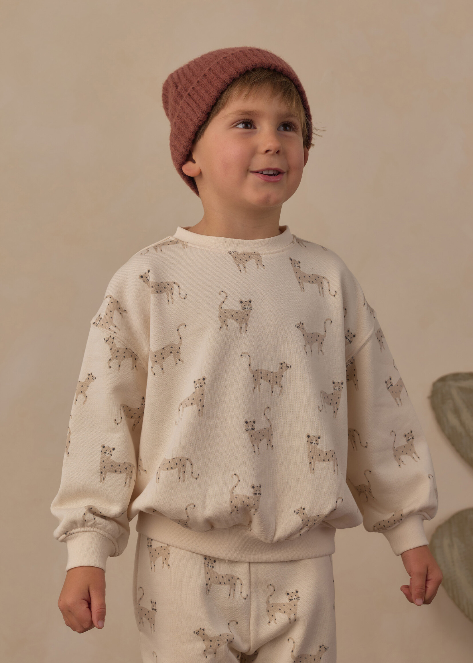 Rylee + Cru LLC RELAXED SWEATSHIRT LEOPARDS NATURAL