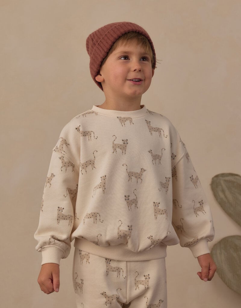 Rylee + Cru LLC RELAXED SWEATSHIRT LEOPARDS NATURAL