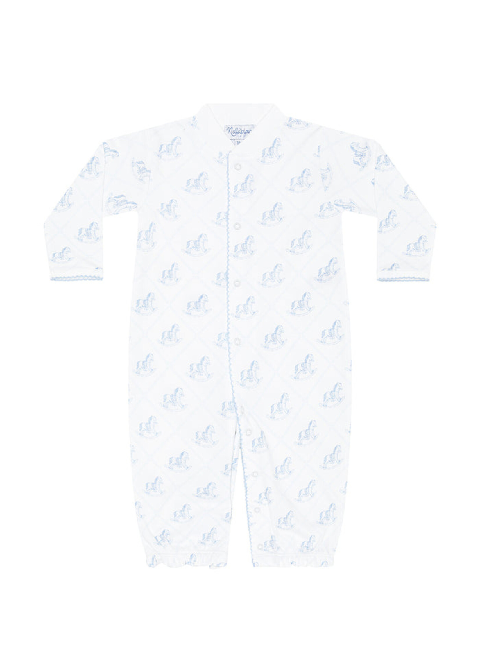 Nellapima Blue Rocking Horse Romper LS
