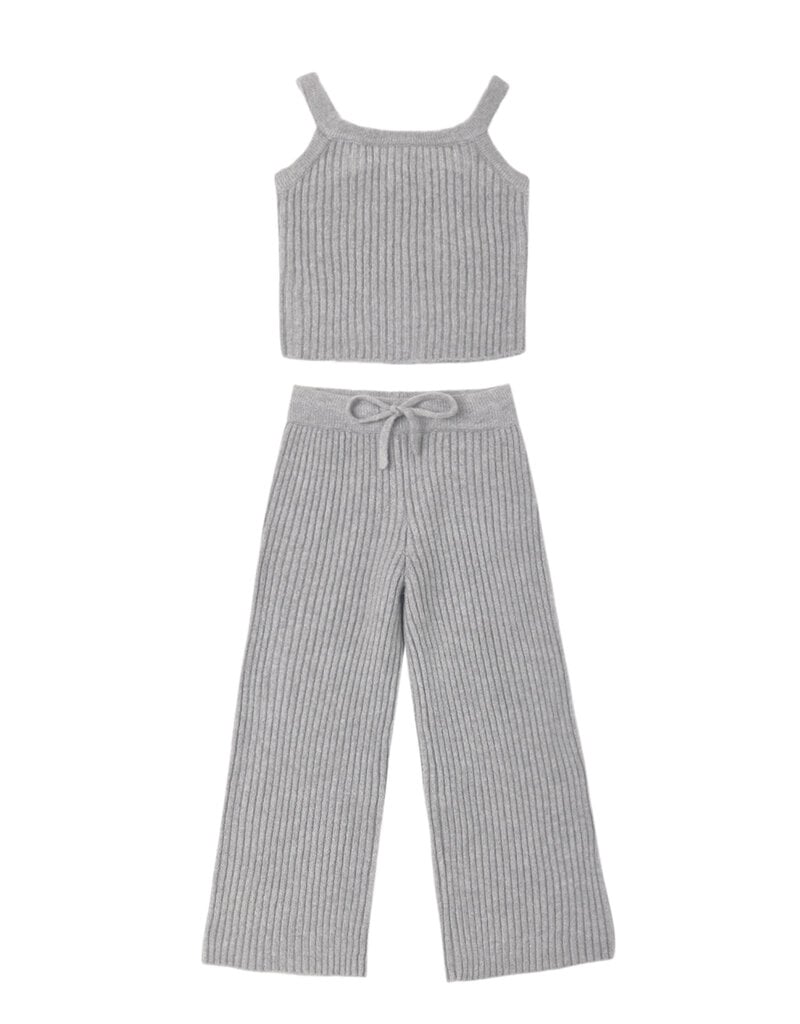 Rylee + Cru LLC FUZZY KNIT LOUNGE SET DUSTY BLUE