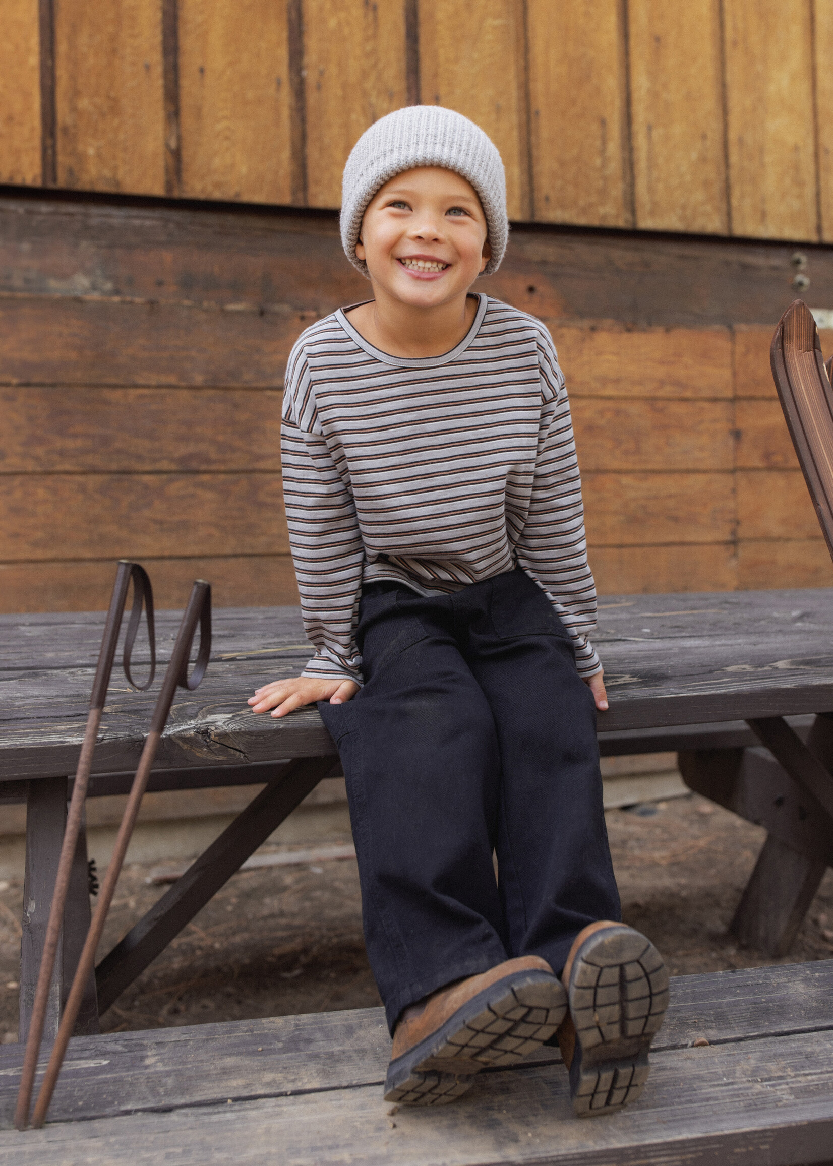Rylee + Cru LLC LONG SLEEVE TEE VINTAGE STRIPE BRICK