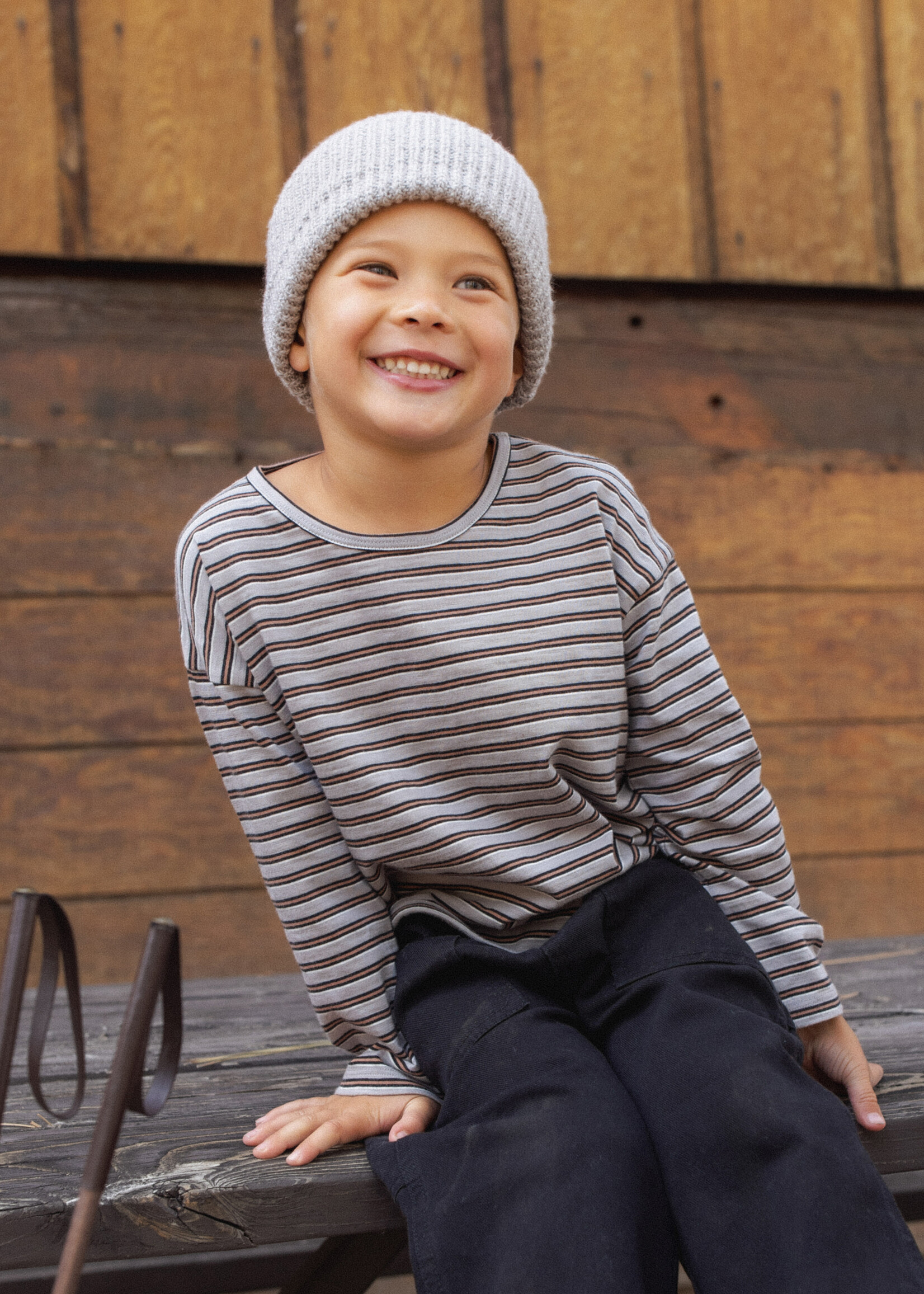 Rylee + Cru LLC LONG SLEEVE TEE VINTAGE STRIPE BRICK