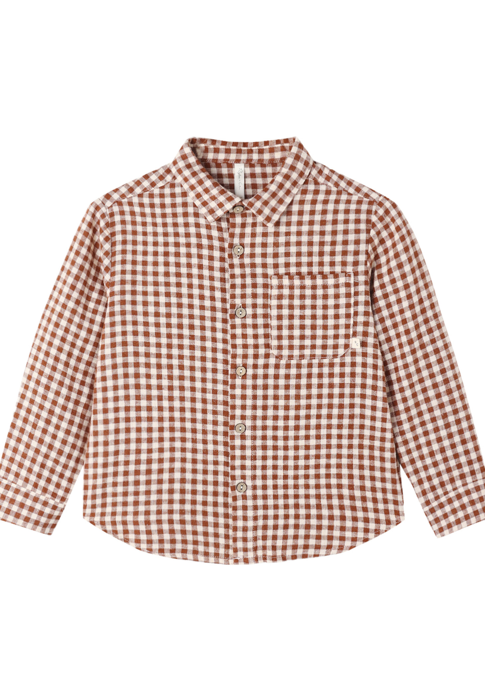 Rylee + Cru LLC COLLARED LONG SLEEVE SHIRT BRICK CHECK