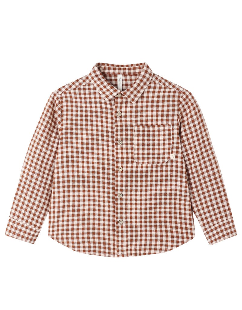 Rylee + Cru LLC COLLARED LONG SLEEVE SHIRT BRICK CHECK