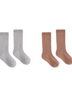 Rylee + Cru LLC RIBBED SOCKS, 2-PACK CLAY, DUSTY BLUE