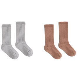 Rylee + Cru LLC RIBBED SOCKS, 2-PACK CLAY, DUSTY BLUE