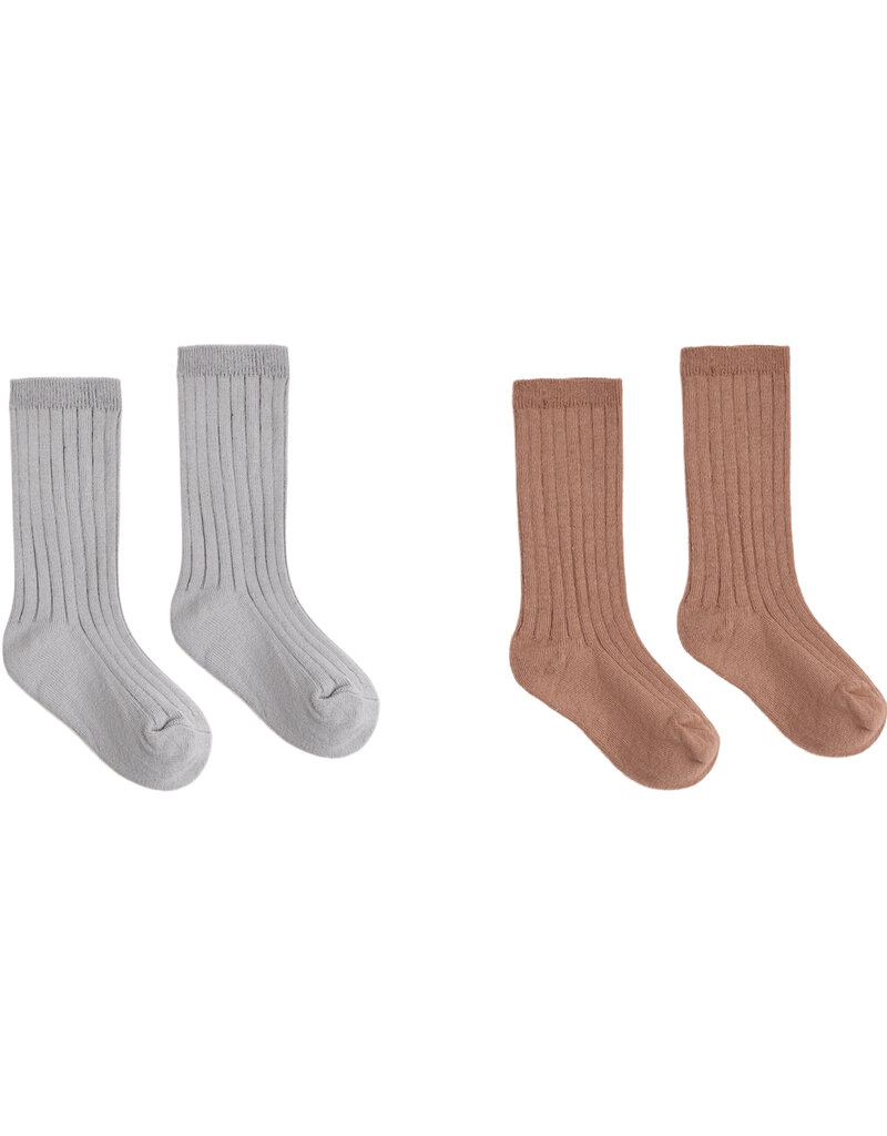 Rylee + Cru LLC RIBBED SOCKS, 2-PACK CLAY, DUSTY BLUE