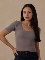 Rylee + Cru LLC TEEN SCALLOP TEE DUSTY BLUE