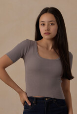 Rylee + Cru LLC TEEN SCALLOP TEE DUSTY BLUE