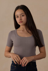 Rylee + Cru LLC TEEN SCALLOP TEE DUSTY BLUE