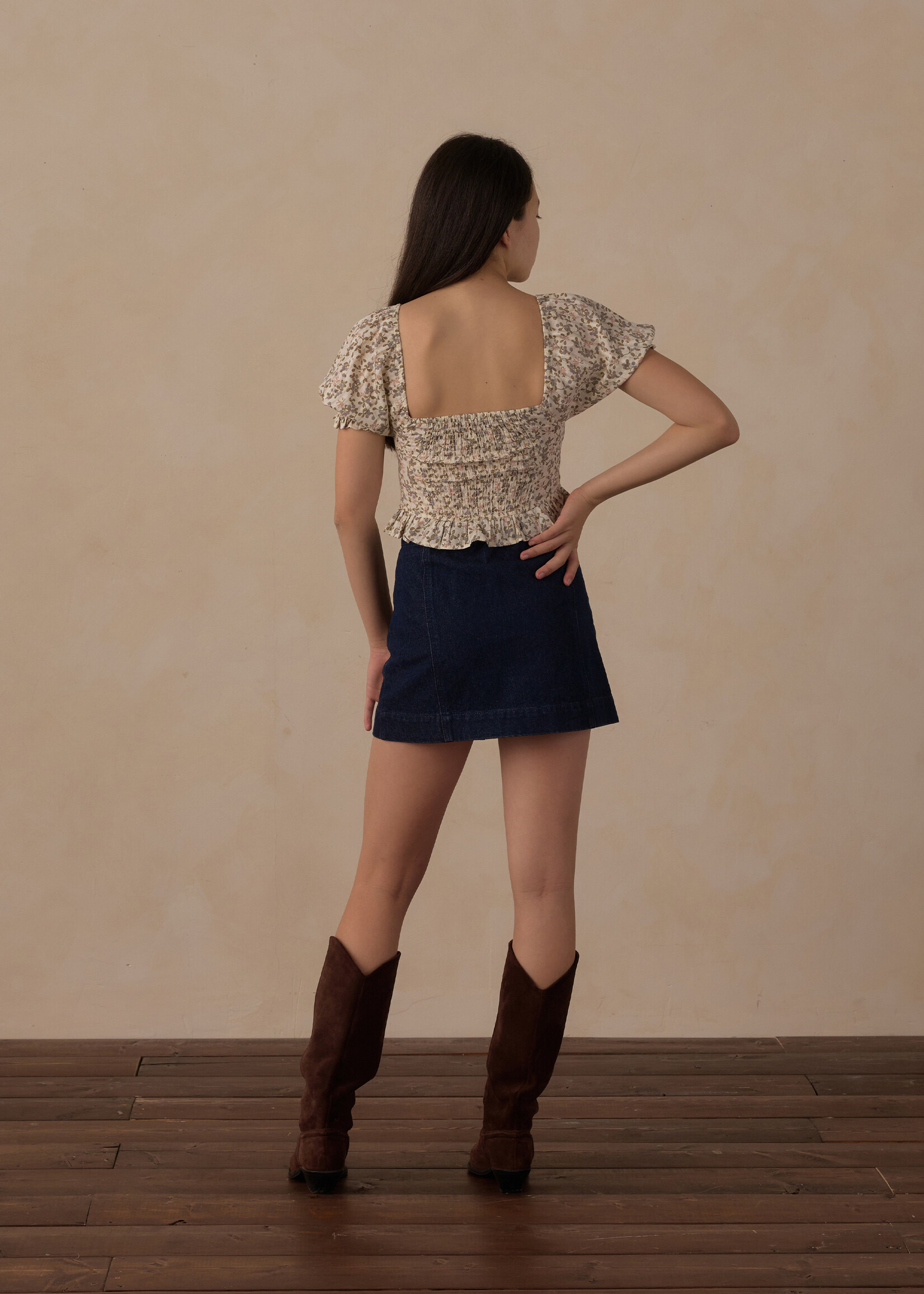 Rylee + Cru LLC TEEN ZOE TOP WINTER GARDEN IVORY
