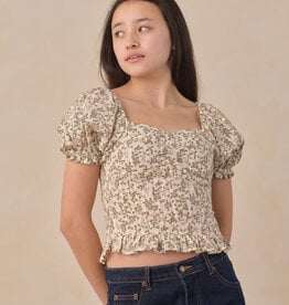 Rylee + Cru LLC TEEN ZOE TOP WINTER GARDEN IVORY