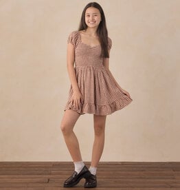 Rylee + Cru LLC TEEN STELLA DRESS BRICK CHECK