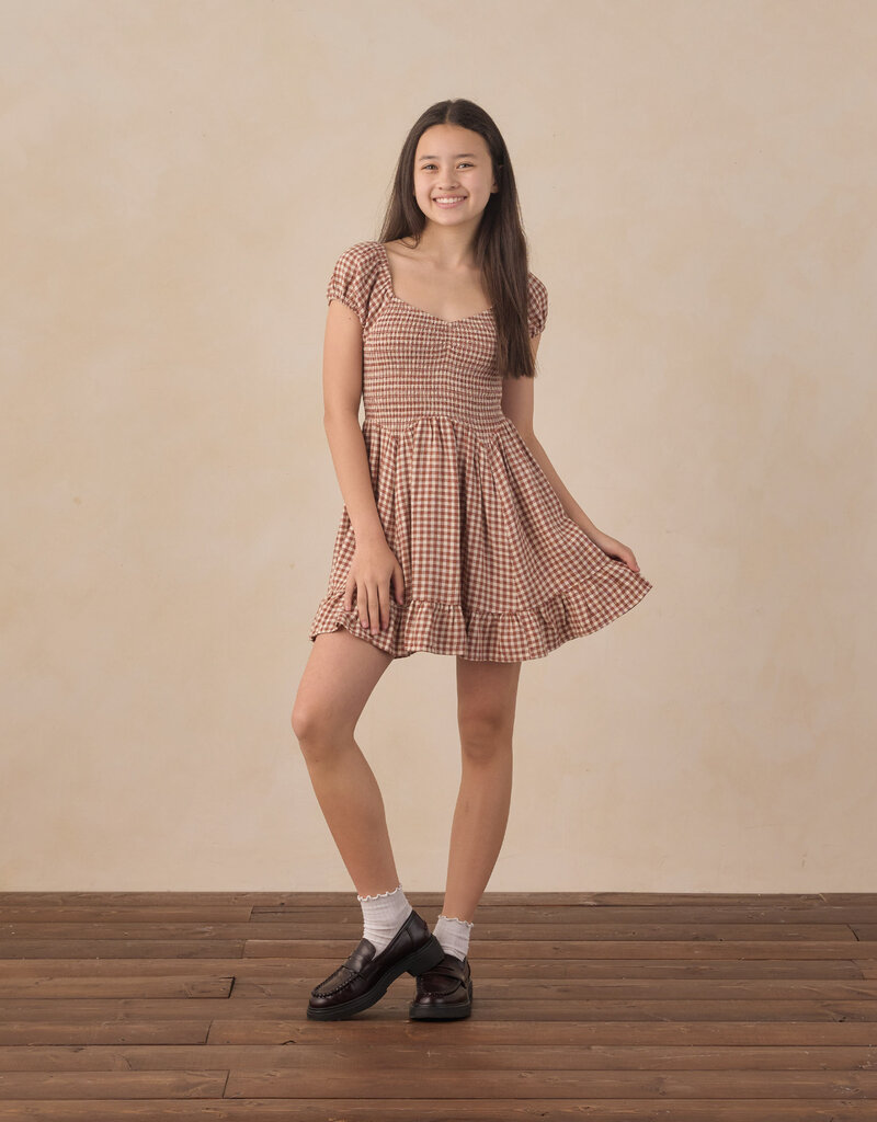 Rylee + Cru LLC TEEN STELLA DRESS BRICK CHECK